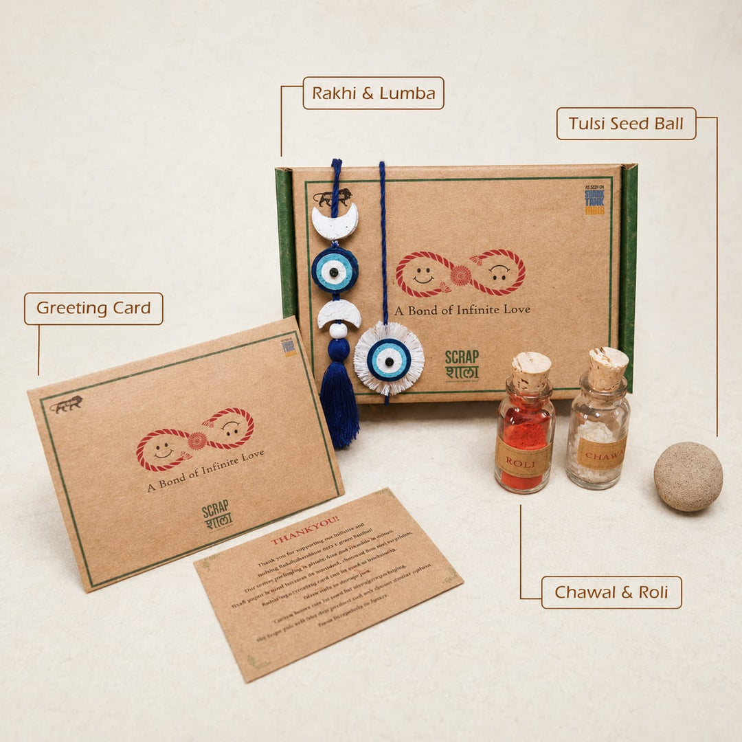 Nazarbattu Plantable Rakhi & Lumba Sibling Box | Eco-Friendly Bhaiya-Bhabhi Rakhi | Scrapshala