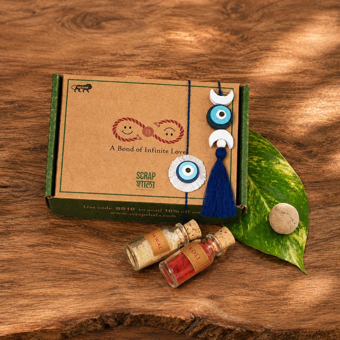 Nazarbattu Plantable Rakhi & Lumba Sibling Box | Eco-Friendly Bhaiya-Bhabhi Rakhi | Scrapshala
