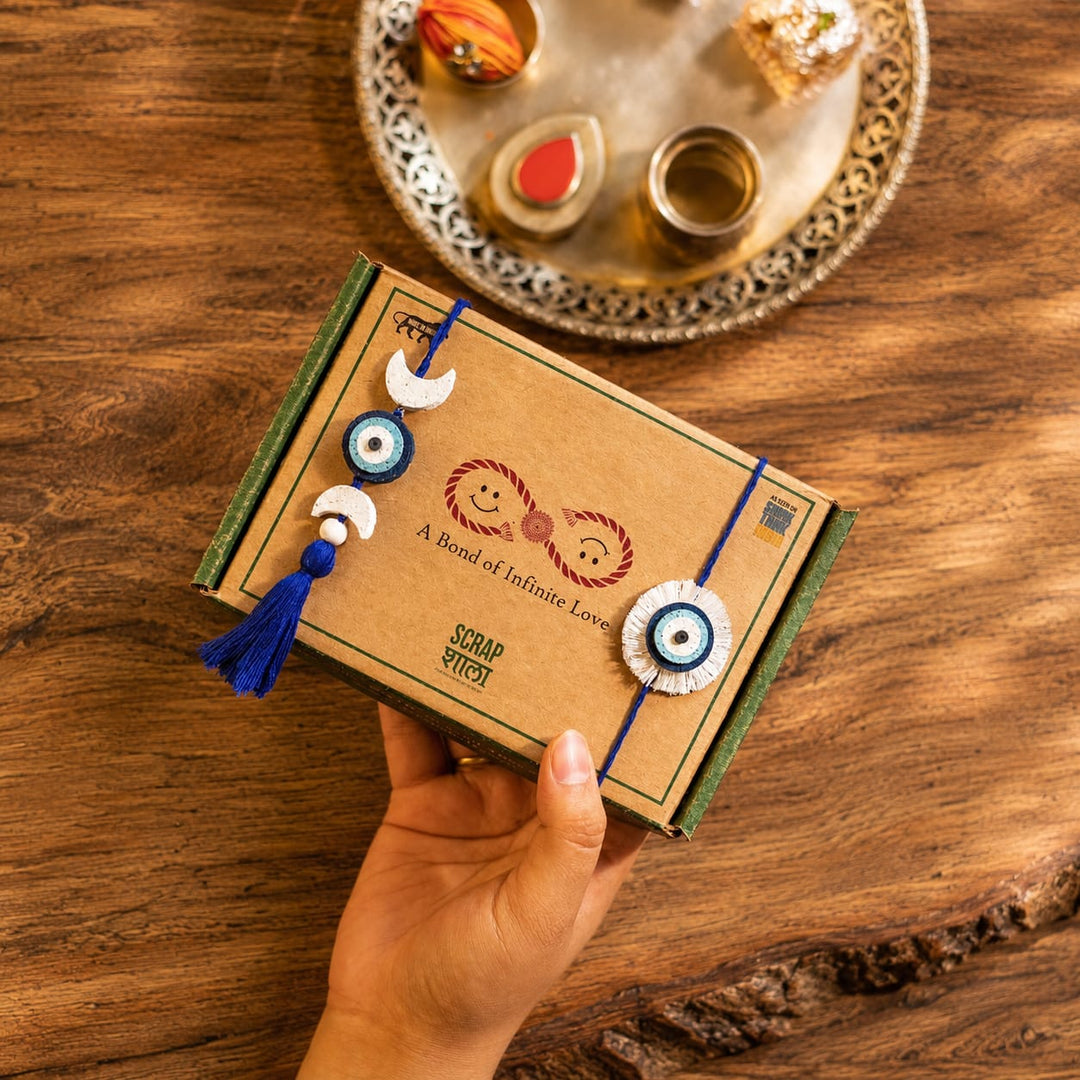 Nazarbattu Plantable Rakhi & Lumba Sibling Box | Eco-Friendly Bhaiya-Bhabhi Rakhi | Scrapshala