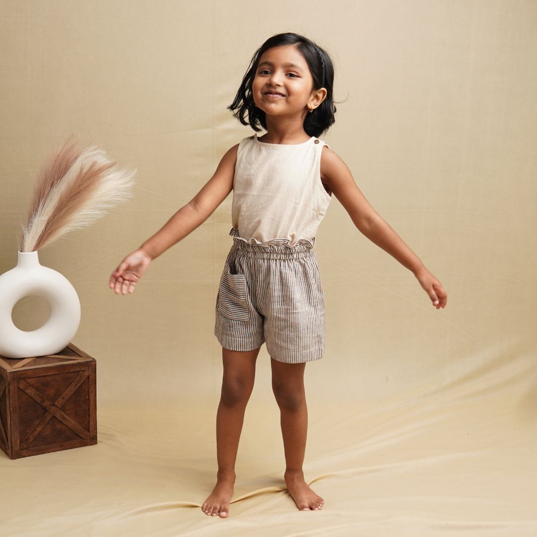 Playful Ruffle Hem Cotton Shorts for Girls