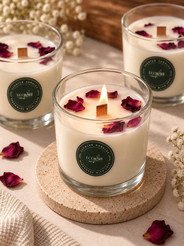 EcoKari Gulab Glow – Rose Scented Soy Wax Candle