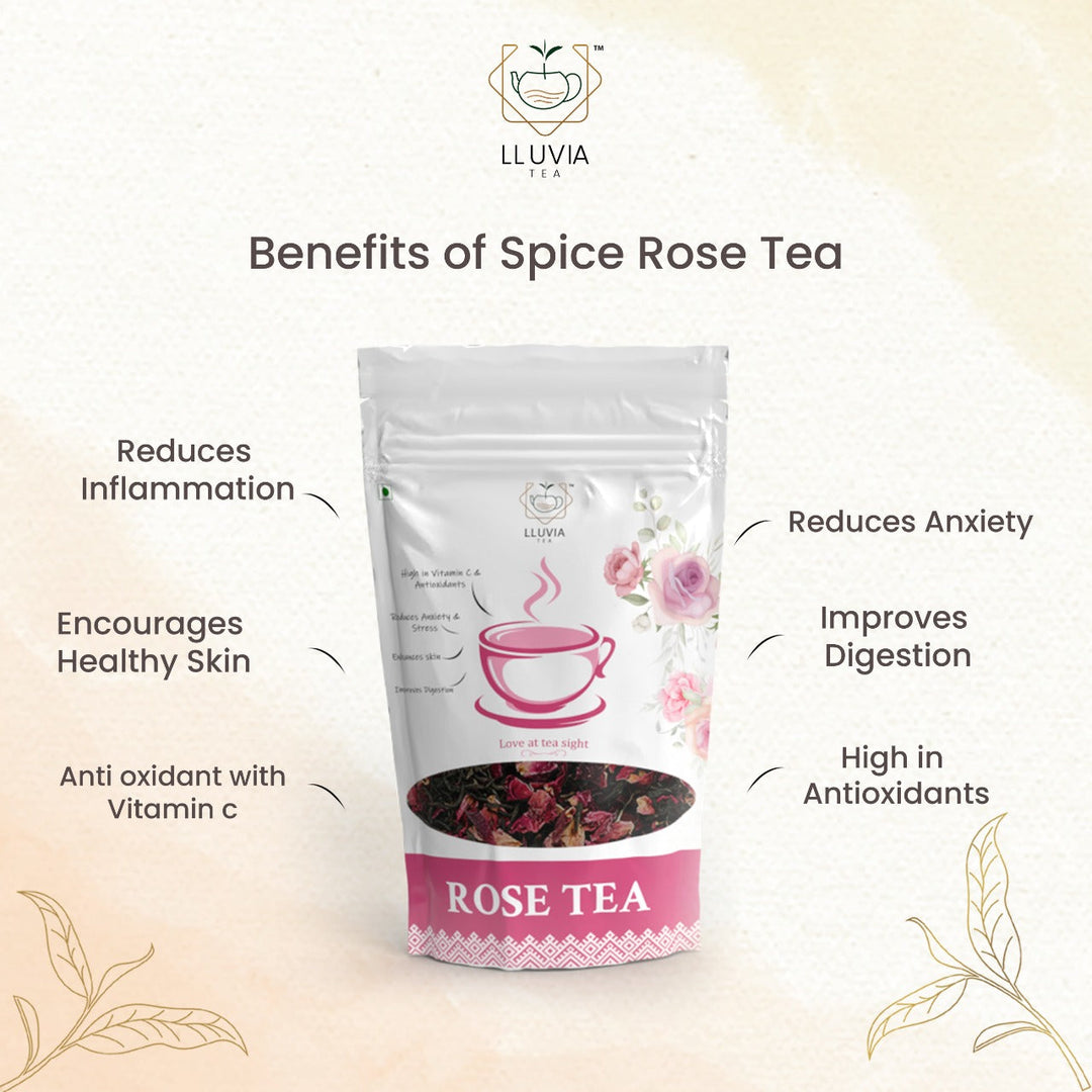 Lluvia Tea Rose tea zipper| high in vitamins & antioxidants| 50g