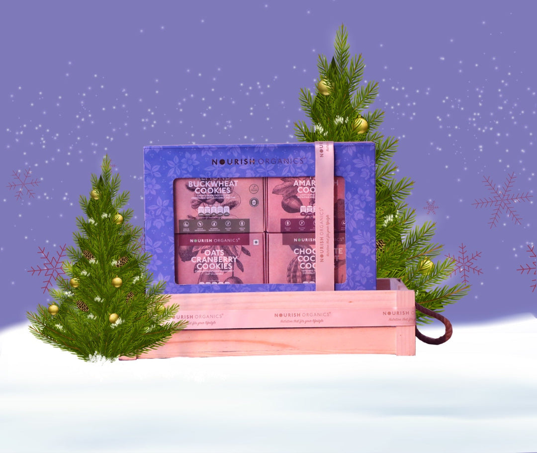 NOURISH ORGANICS Holiday Superfood Cookies Box | Healthy Gifting Pack of 4