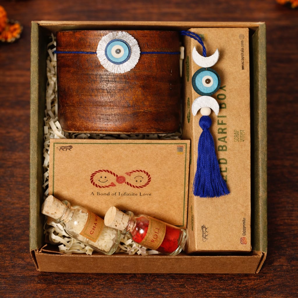 Nazarbattu Bhaiya Bhabhi Grow Box | Eco-Friendly Plantable Rakhi Gift Hamper 2026 | Sustainable Rakhi Lumba Set with Seeds & Planter