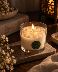 EcoKari Jasmine Bloom Floral Glass Jar Candle | Handcrafted Soy Wax Candle