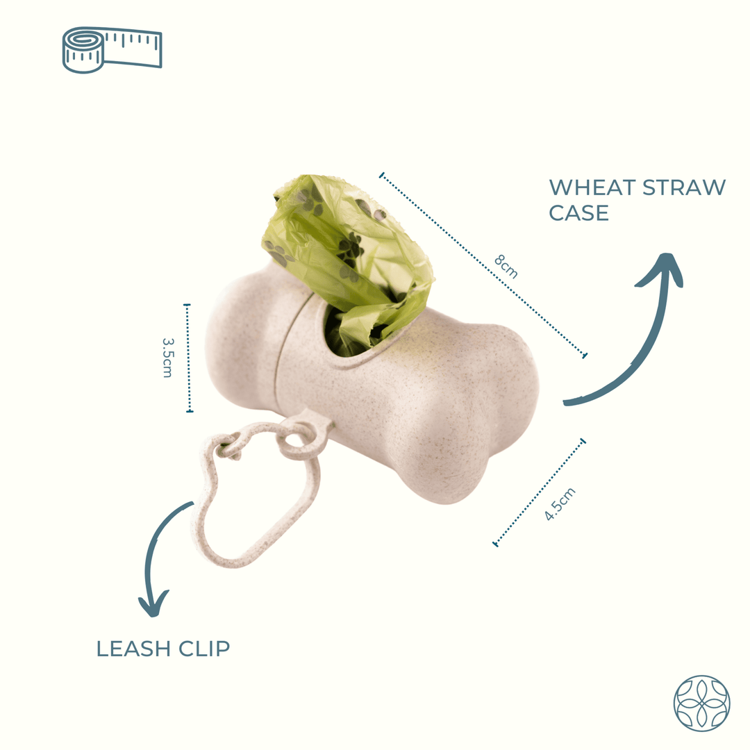 Wheat Straw Poop Bag Dispenser with Leash Clip