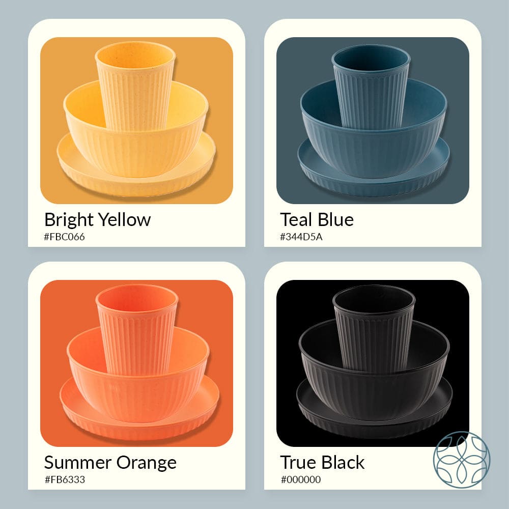 Wheat Straw and Bamboo Fiber Fluted Dinnerware 6 pcs Set