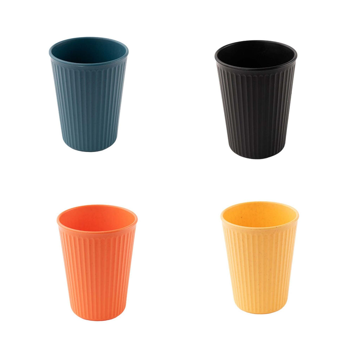 Irida Naturals Wheat Straw and Bamboo Fiber Fluted Water Cups - Set Of 4