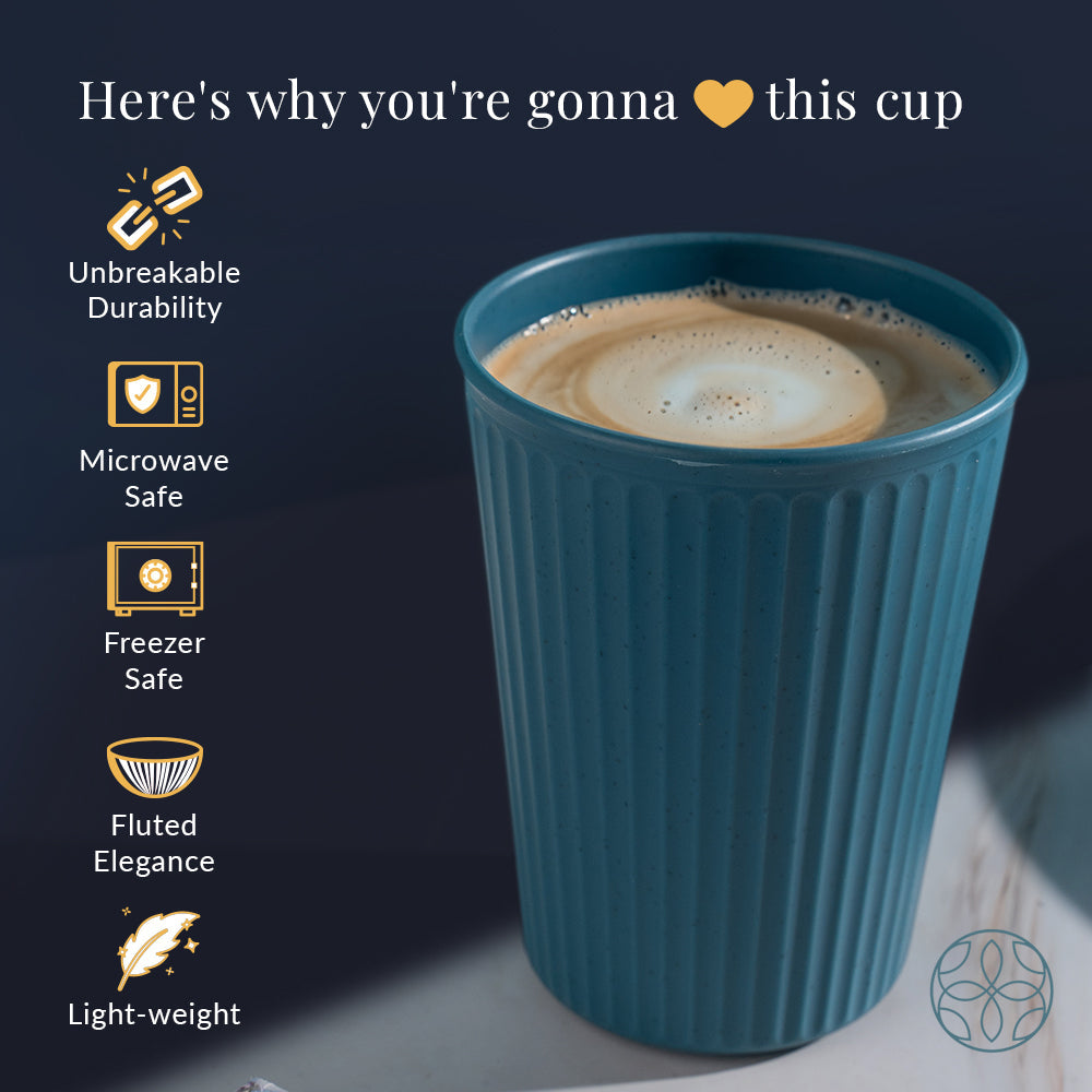 Wheat Straw and Bamboo Fiber Fluted Water Cups