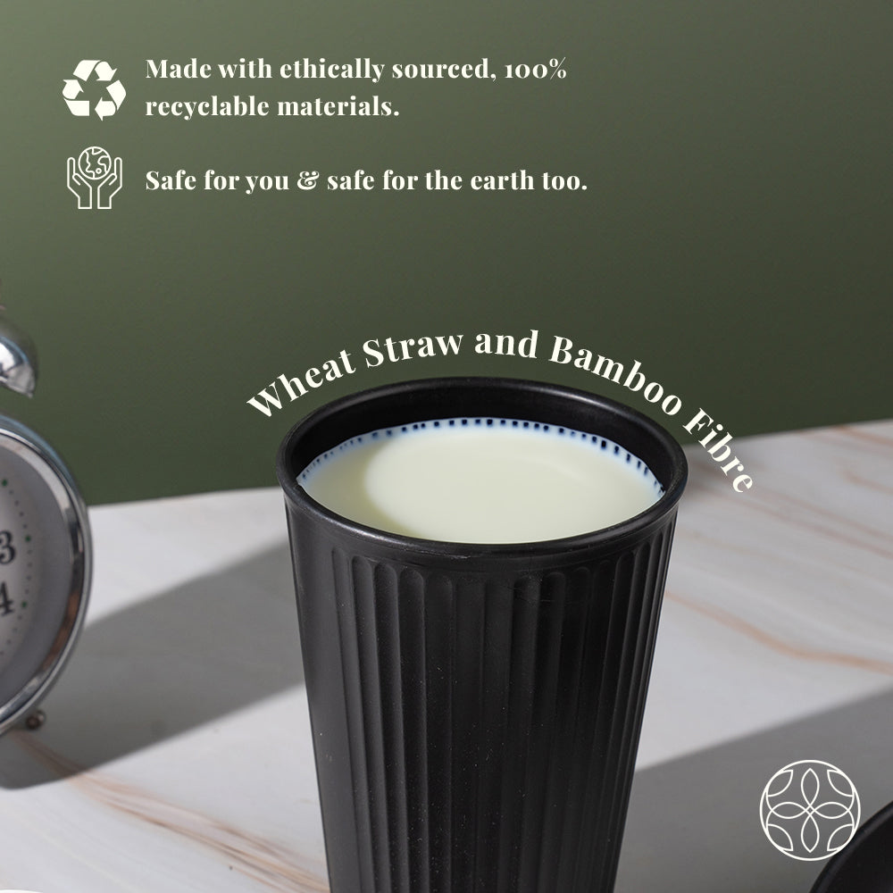 Wheat Straw and Bamboo Fiber Fluted Water Cups