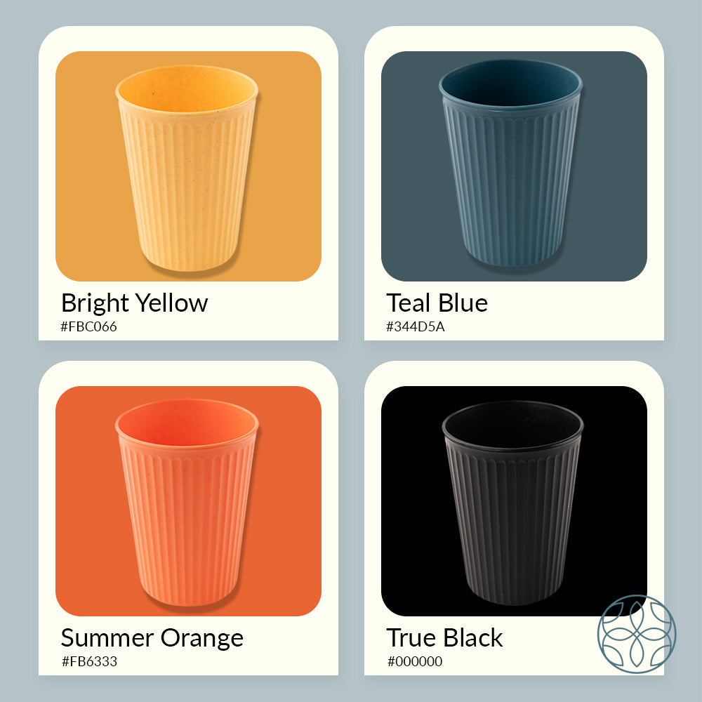 Irida Naturals Wheat Straw and Bamboo Fiber Fluted Water Cups - Set Of 4