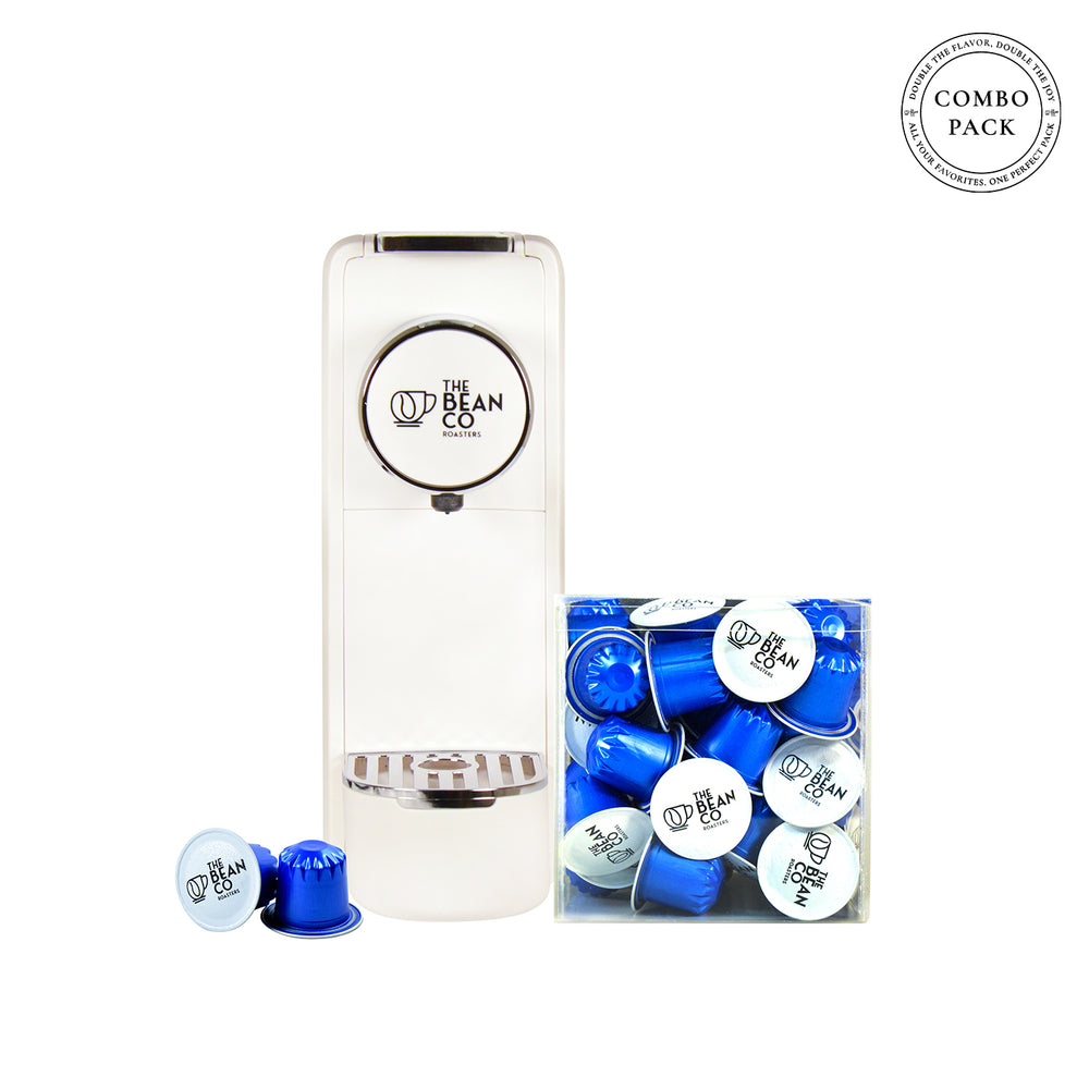 THe Bean Co Roasters Coffee Capsule Machine | 40 Nespresso®-Compatible Coffee Capsules | Combo Pack
