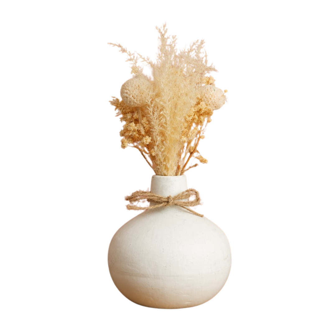 Moonstone Bloom Ceramic Vase with Dried Flowers | Elegant Home Décor
