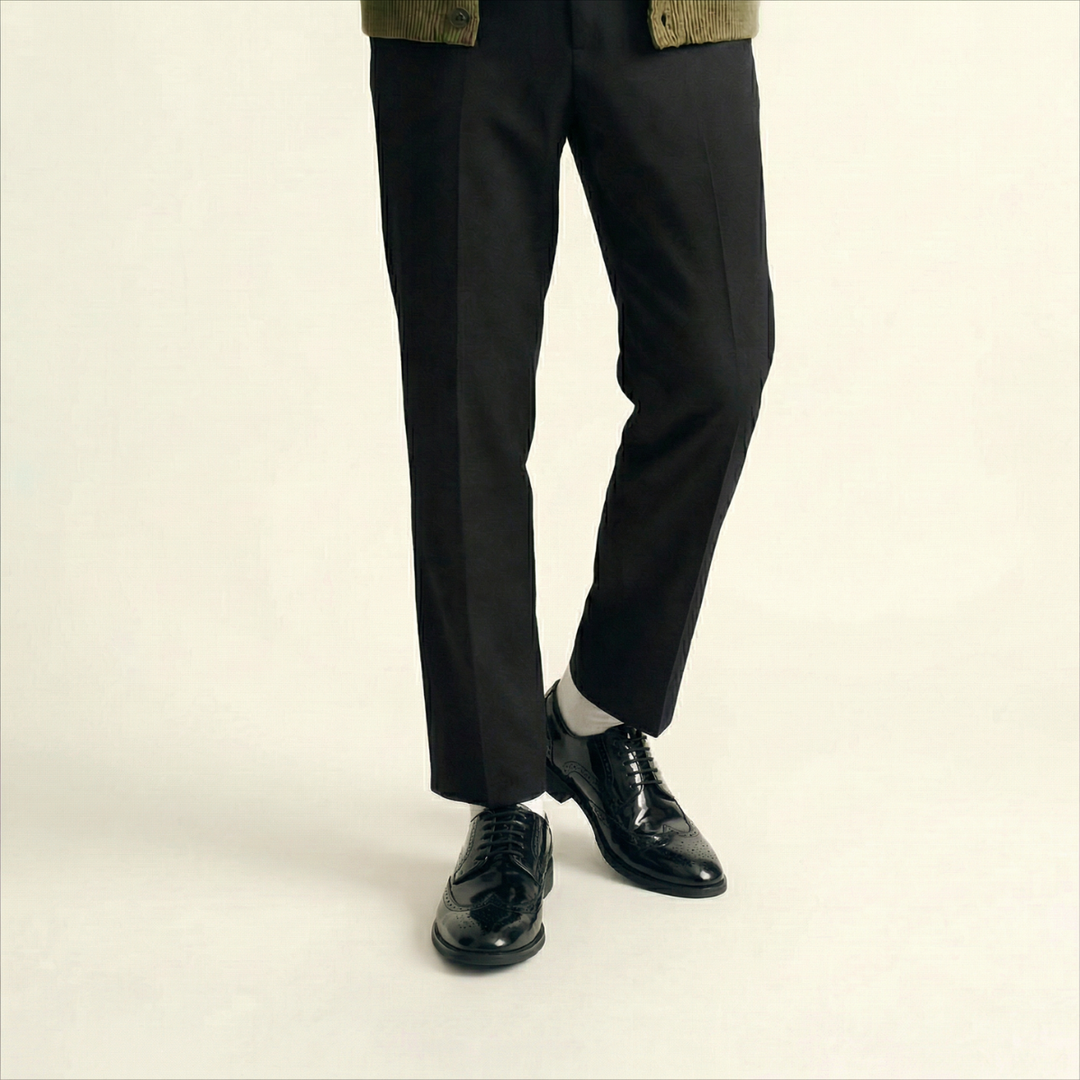 Winger Black Wingtip Brogue Derby Shoes
