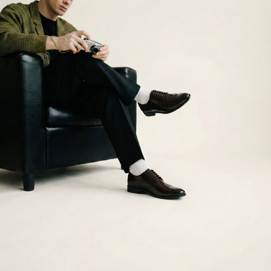 Ethik Winger Brown Wingtip Brogue Derby Shoes | Vegan Leather