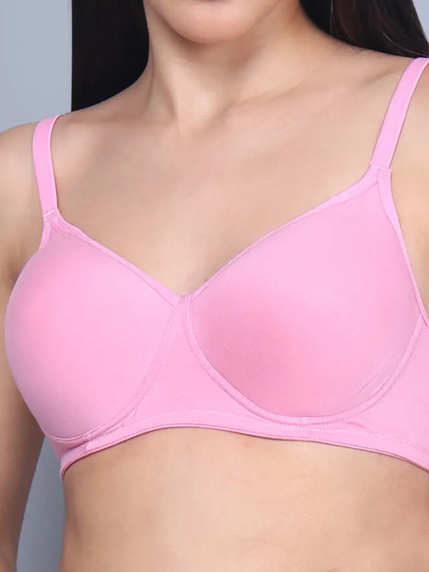 Full Coverage Bamboo Padded T-Shirt Bra Pink – Soft, Supportive, Non-Wired & Eco-Friendly