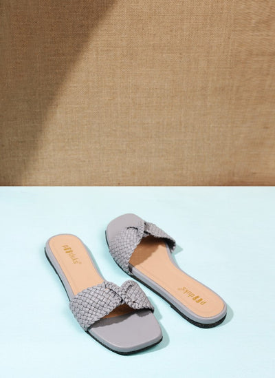 Yaku Cloak Vegan Leather Slides for Women (Grey)