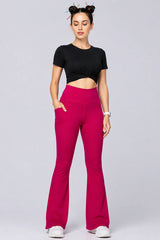 Women Bamboo Fabric Bell Bottom Yoga Pants | High Waist Bootcut Stretch Gym & Lounge Wear