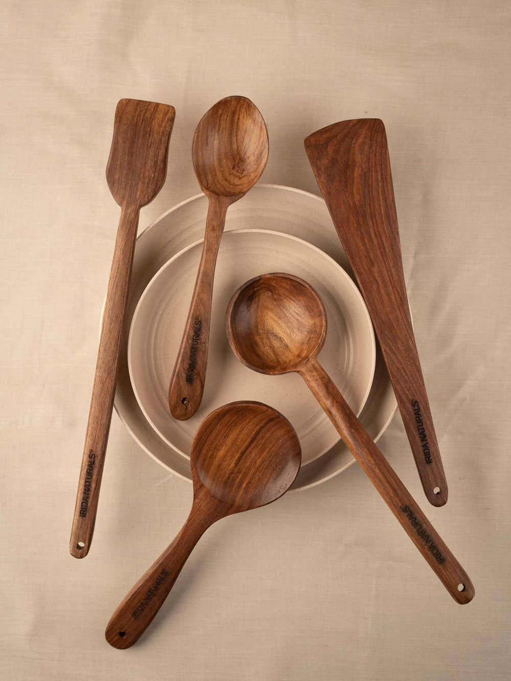 Irida Naturals Wooden Cooking Ladles | Set of 5