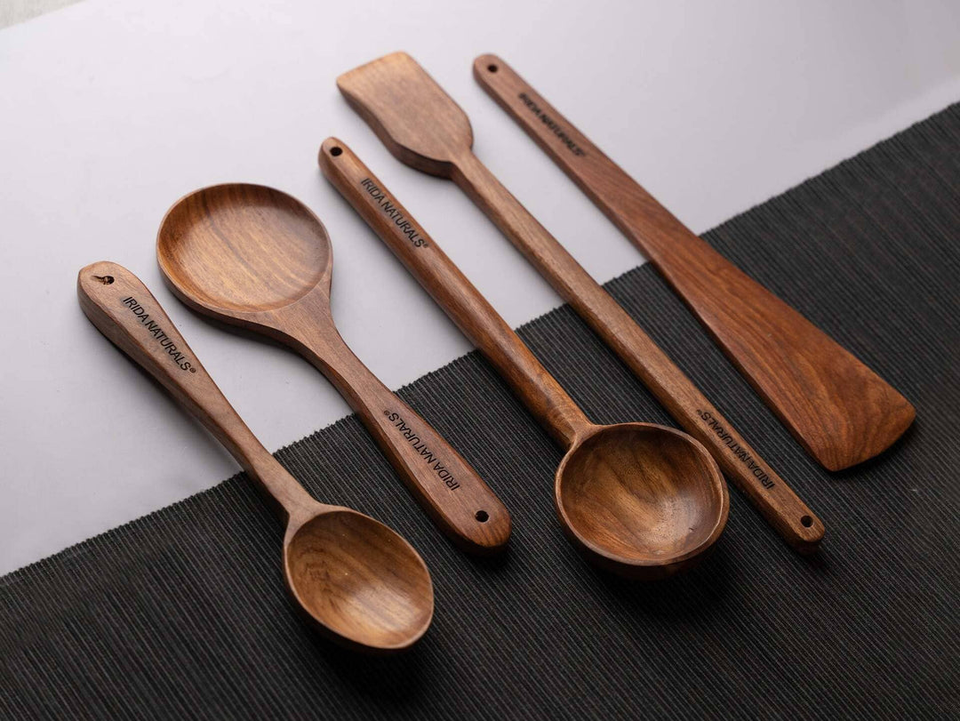 Irida Naturals Wooden Cooking Ladles | Set of 5