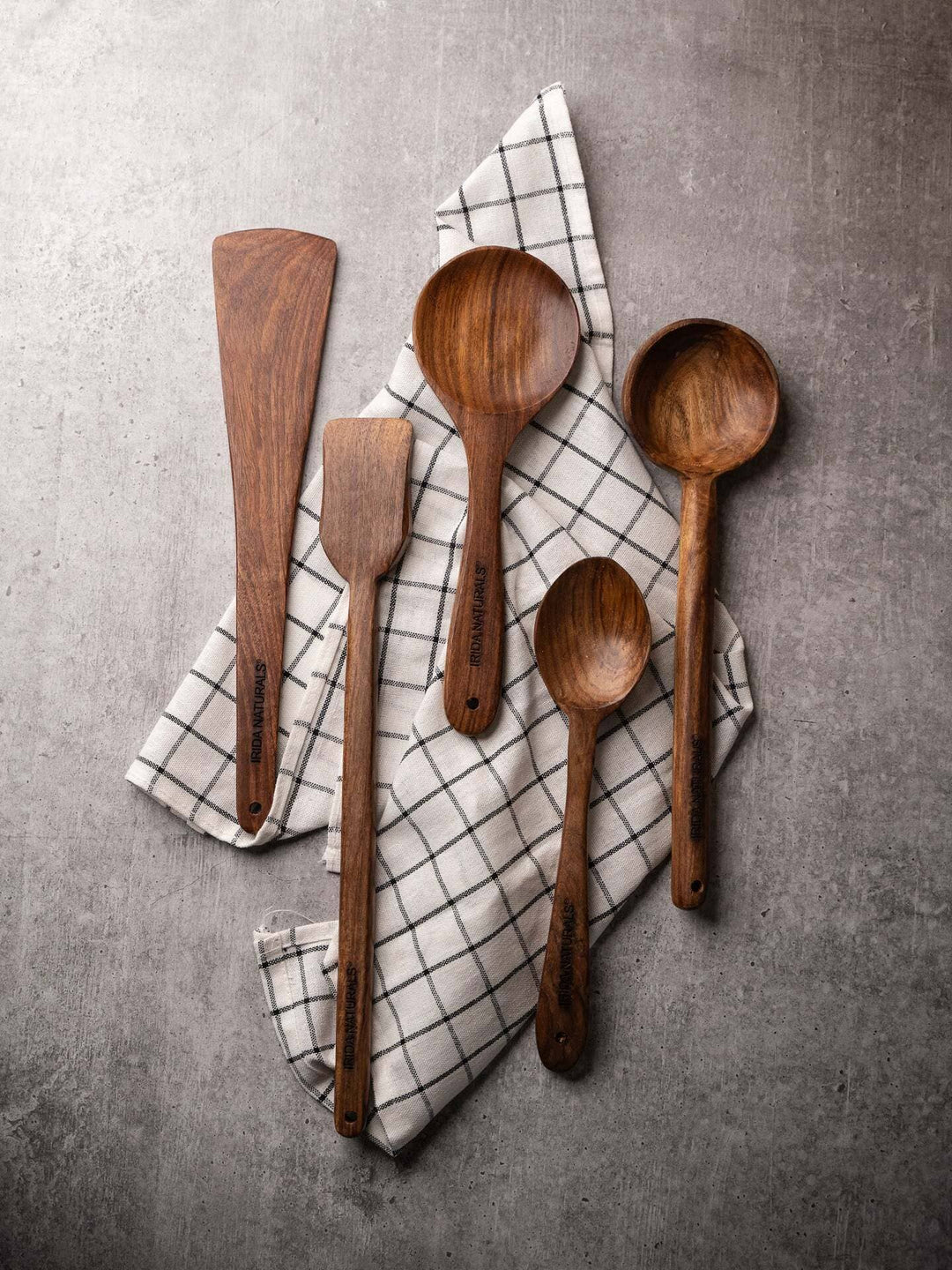 Irida Naturals Wooden Cooking Ladles | Set of 5