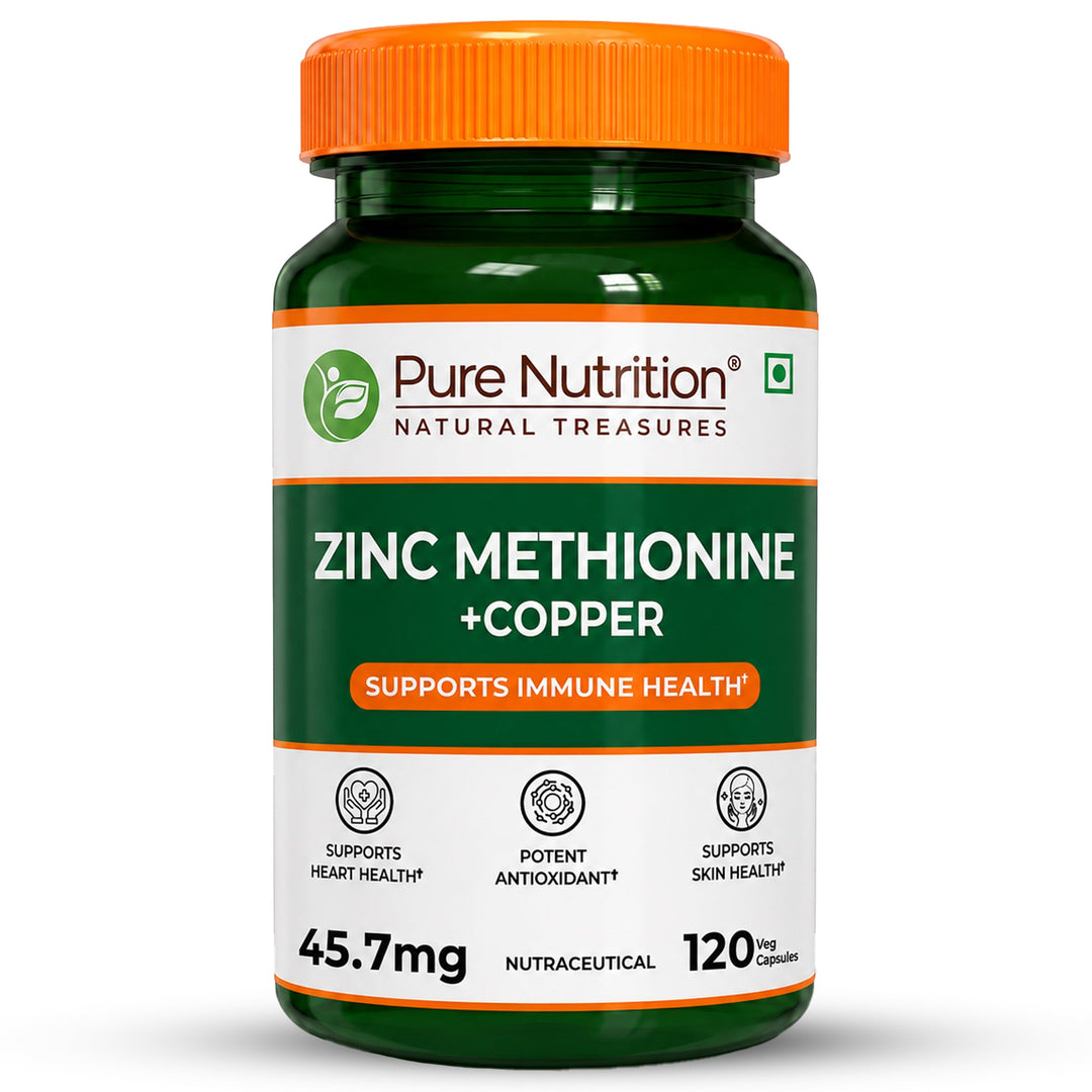 Zinc Methionine Veg Capsules  120 Count | High Absorption | Immunity & Skin