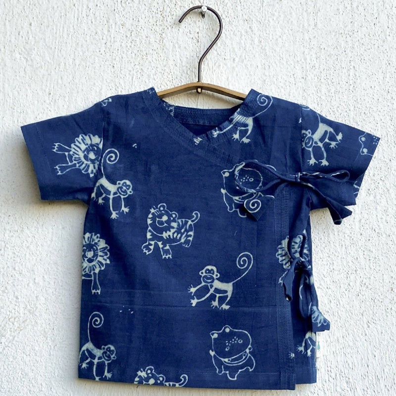 Whitewater Kids Unisex Organic Zoo Print Indigo Angarakha Top + Pants