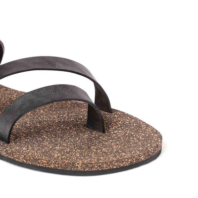 Zee Slingback Cork Sandals for Women (Black)