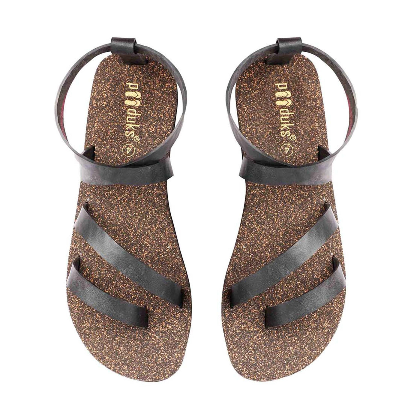 Zee Slingback Cork Sandals for Women (Black)