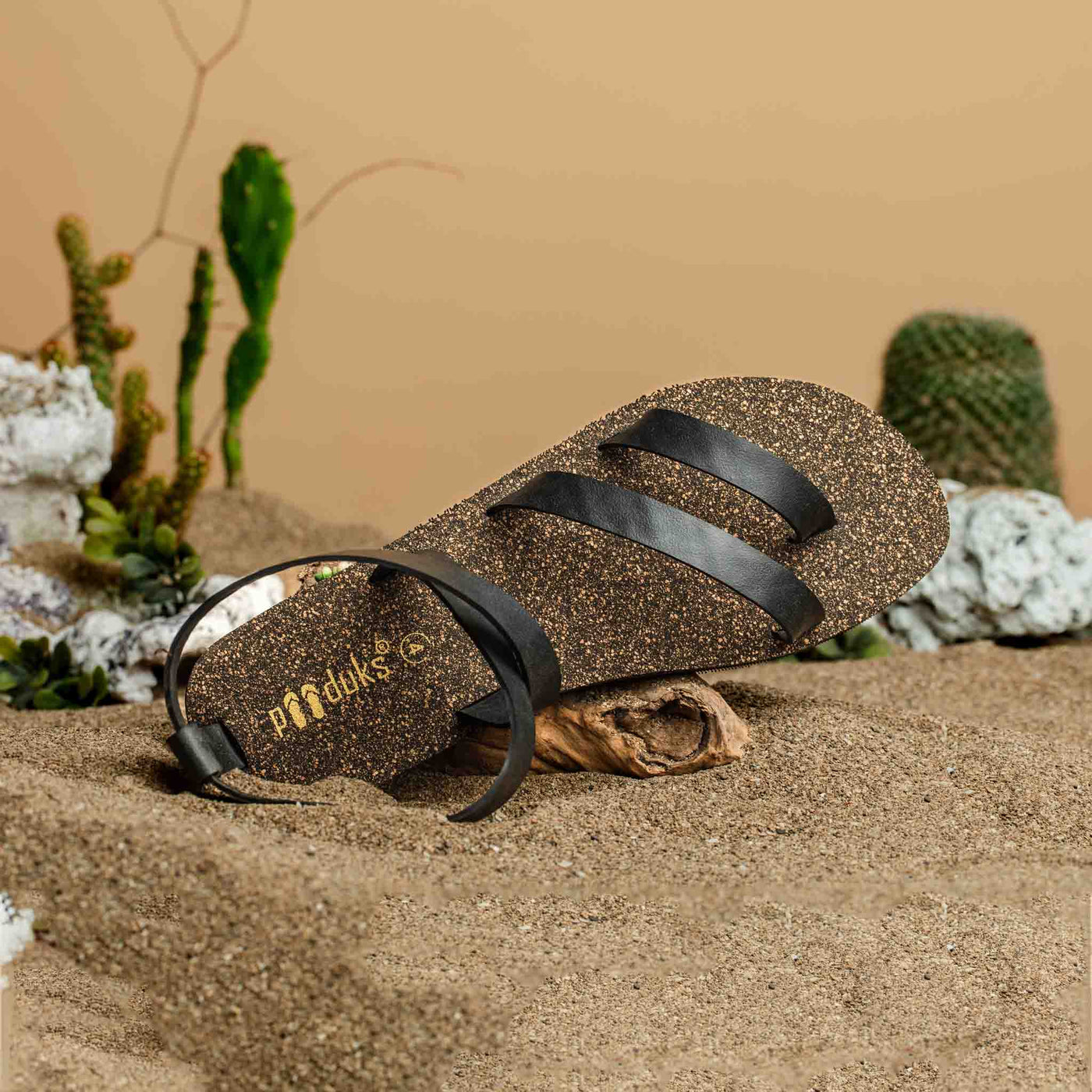 Zee Slingback Cork Sandals for Women (Black)