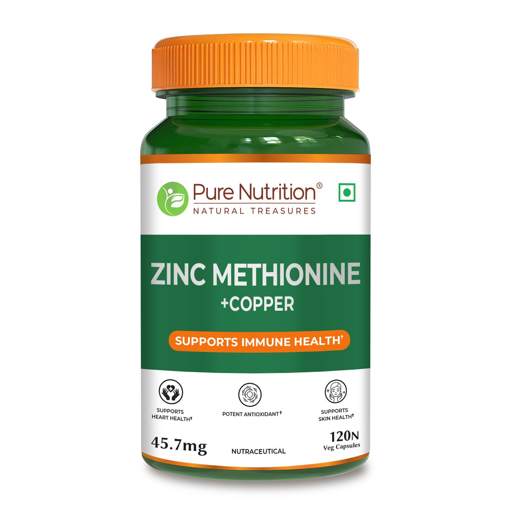 Zinc Methionine Veg Capsules  120 Count | High Absorption | Immunity & Skin