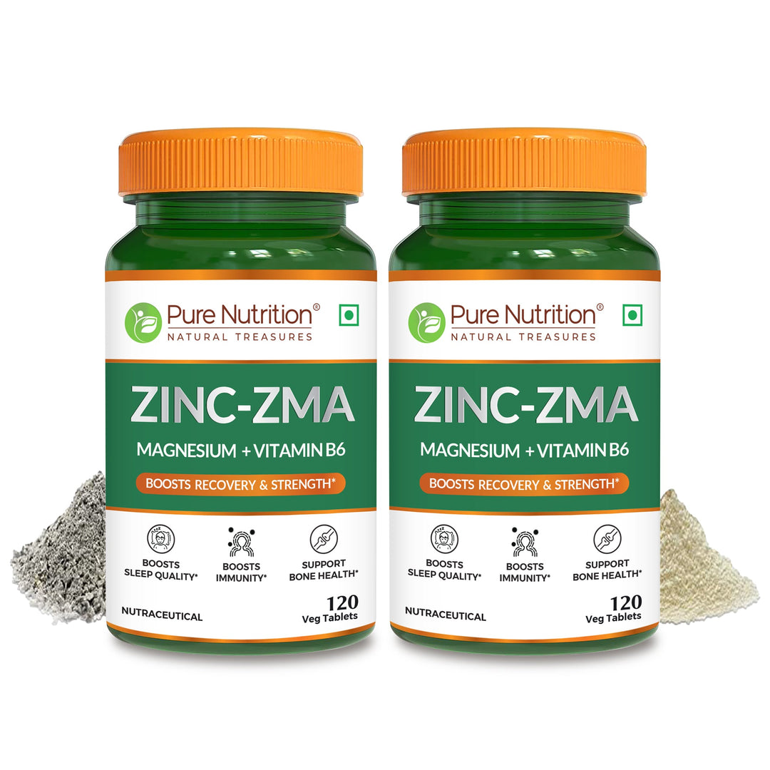Zinc ZMA - 120 Veg Tablets | 800mg with Zinc, Magnesium Aspartate & Vitamin B6 | Enhances Muscle Recovery, Strengthens Bones, Boosts Sleep Quality & Supports Immune Health | Ideal for Active Lifestyles