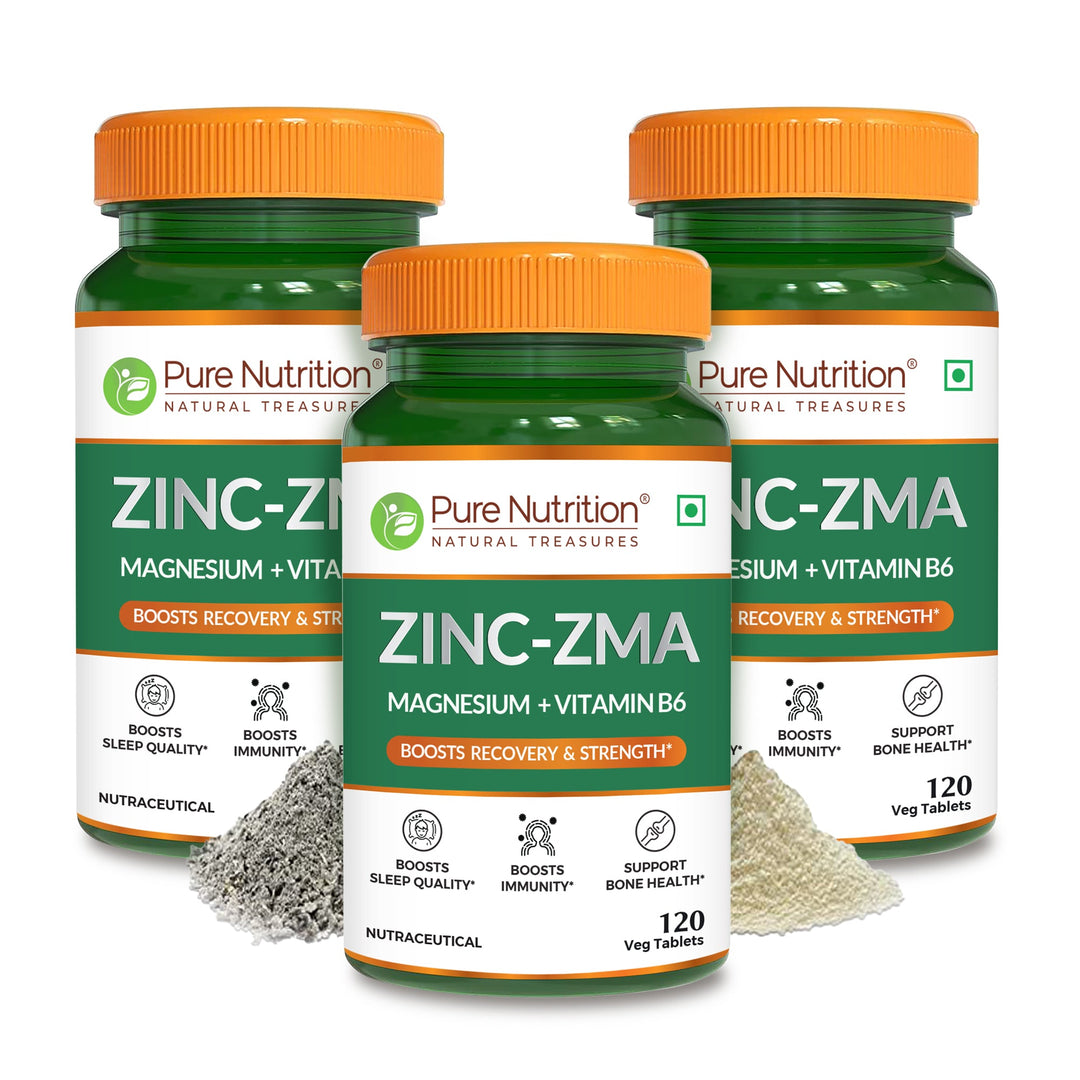 Zinc ZMA - 120 Veg Tablets | 800mg with Zinc, Magnesium Aspartate & Vitamin B6 | Enhances Muscle Recovery, Strengthens Bones, Boosts Sleep Quality & Supports Immune Health | Ideal for Active Lifestyles