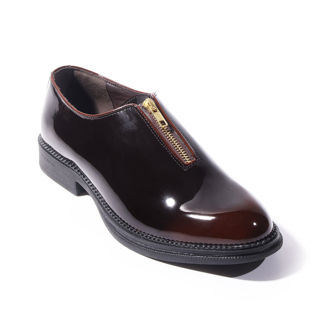 Monkstory Atelier 1937 Zip Up Glossy Oxford Slip-Ons – Burgundy