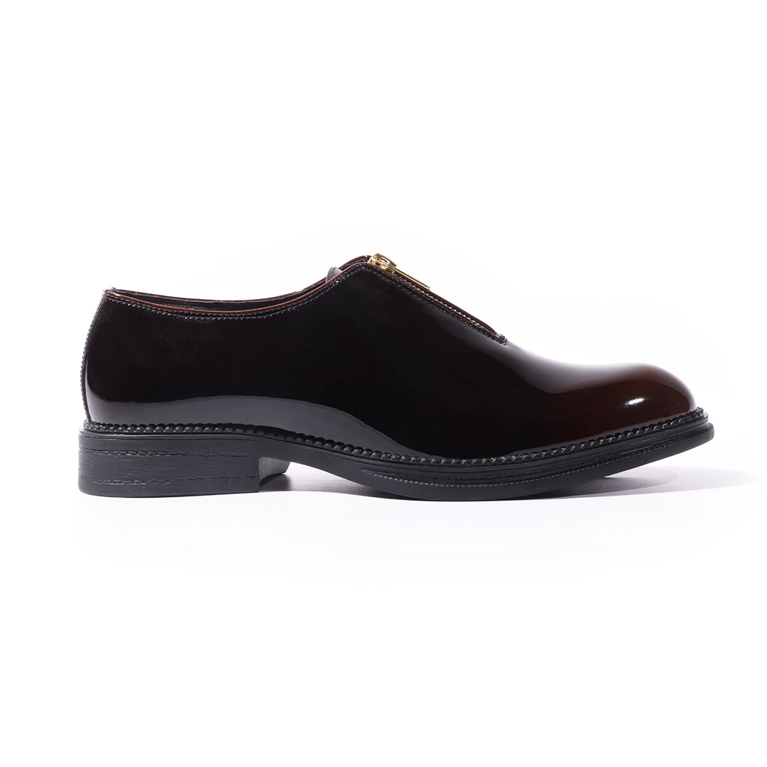 Monkstory Atelier 1937 Zip Up Glossy Oxford Slip-Ons – Burgundy