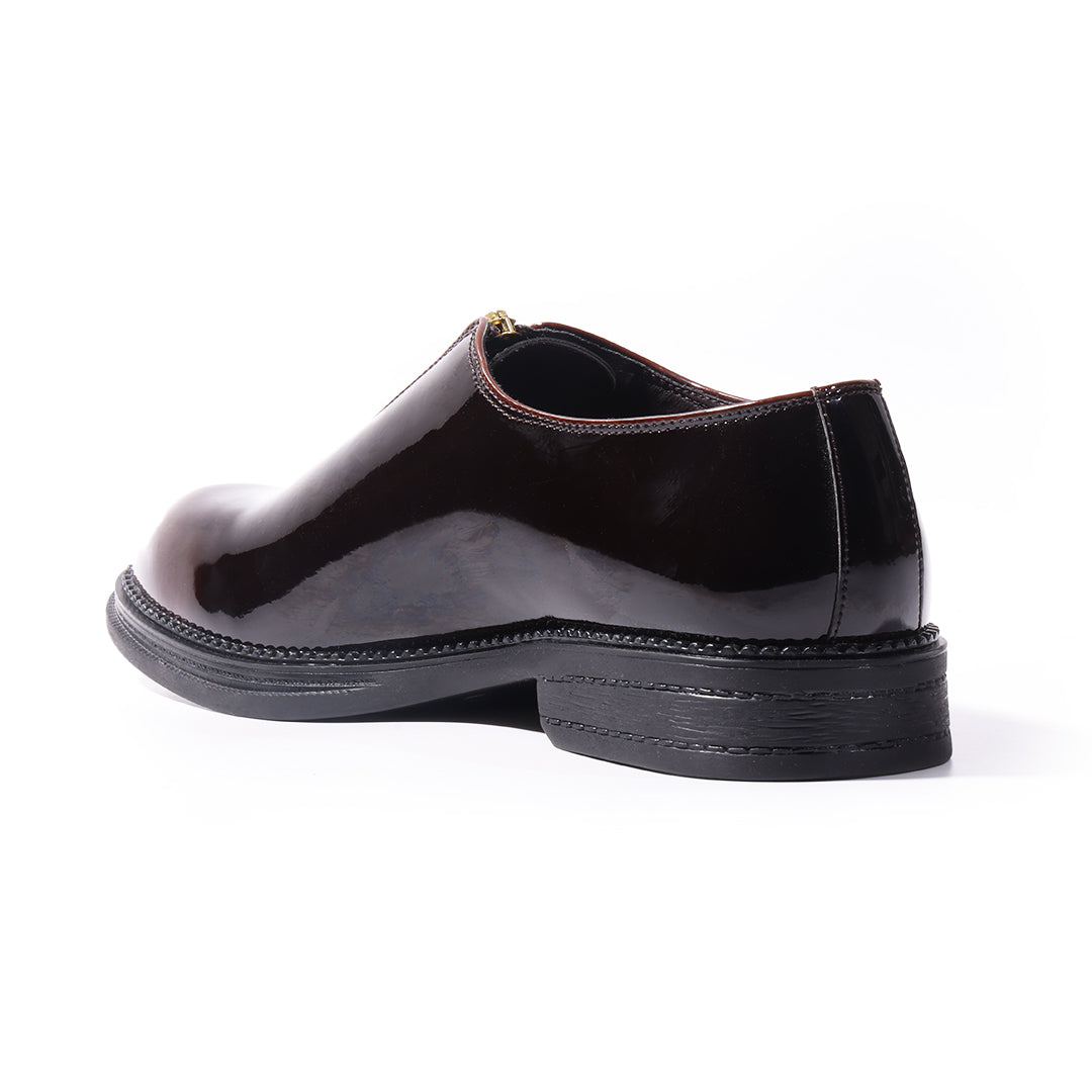 Monkstory Atelier 1937 Zip Up Glossy Oxford Slip-Ons – Burgundy