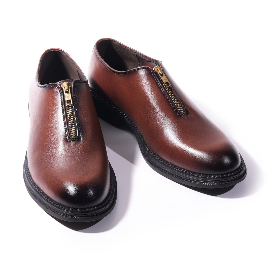 Monkstory Atelier 1937 Zip Up Oxford Slip-Ons – Brown