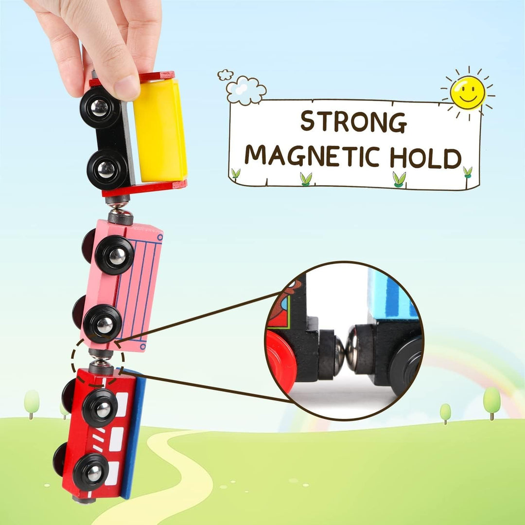 Wudly Wooden Little Magnetic Train Set (1 Random Set)