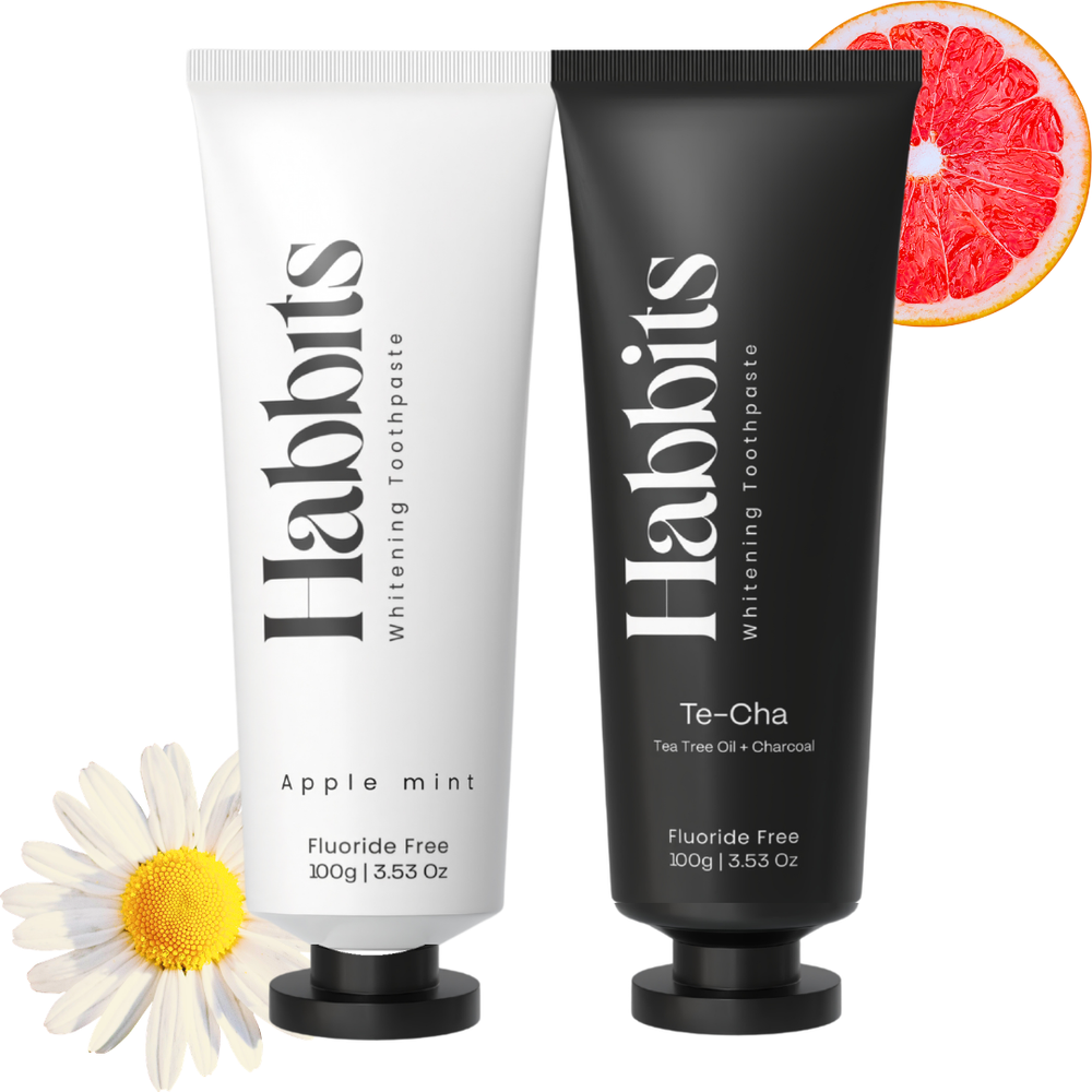 Habbits Whitening Toothpaste Duo | Natural & Fluoride-Free | Apple Mint & Charcoal Mint | (Pack of 2)