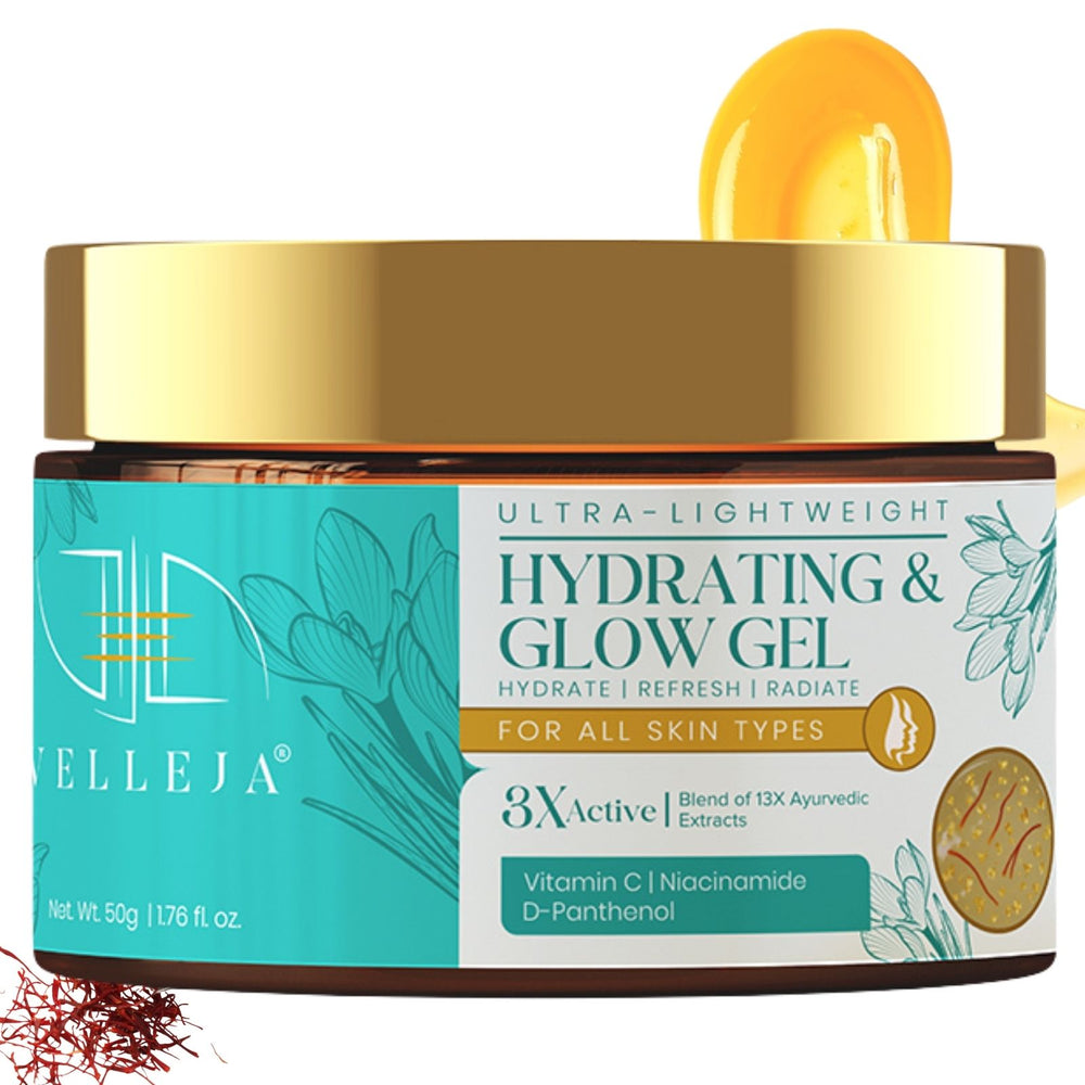 Velleja Ultra-Lightweight Hydrating & Glow Gel with Vitamin C, Bakuchiol, Gold Leaf & Saffron