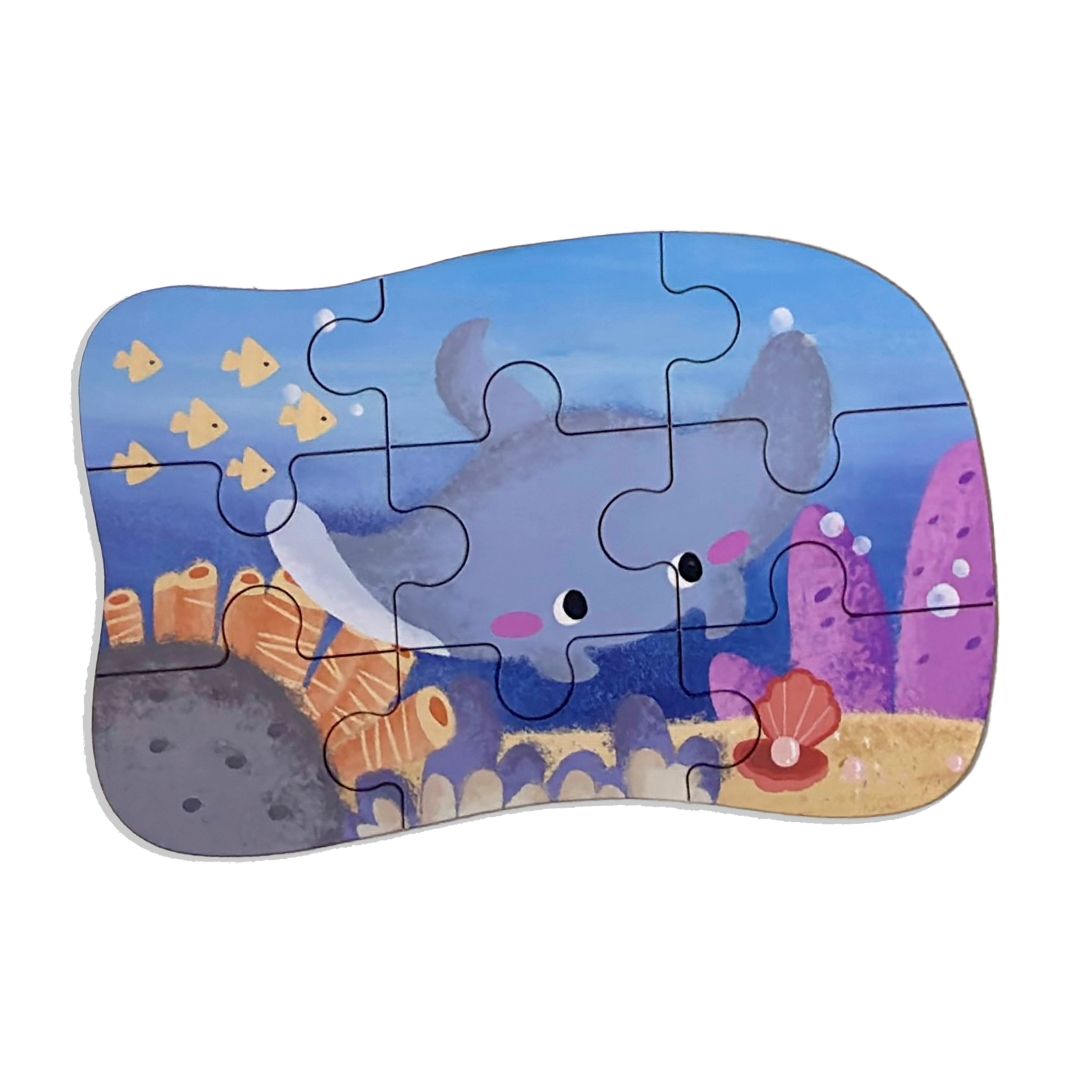 Wudly Wooden Progressive Puzzle Metal Box sea creature