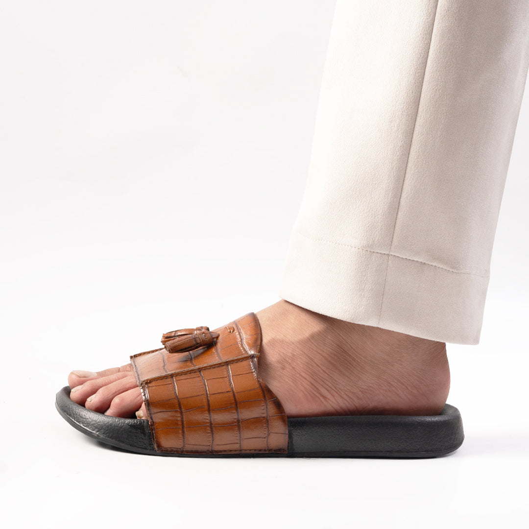 Monkstory Old Money Tassel Sliders - Tan