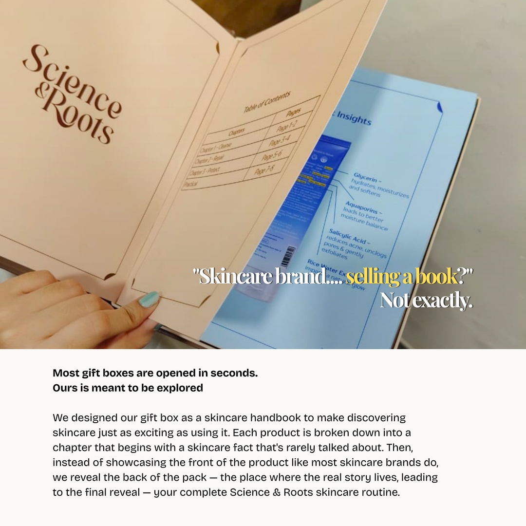 Science & Roots Skincare Handbook - More than a gift box - A complete skincare experience | Suitable for sensitive skin | All skin types - Cleanse, Hydrate & Protect