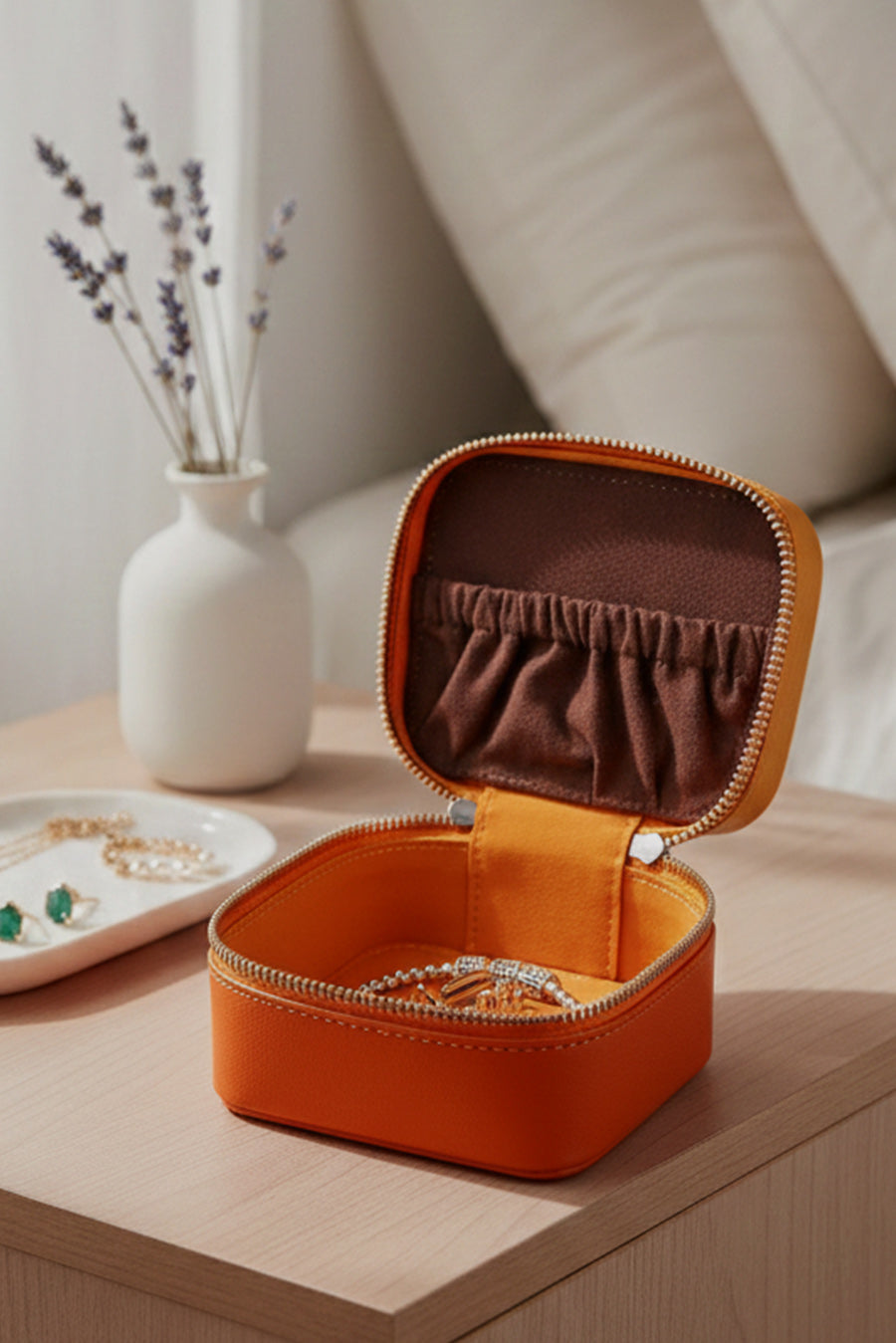 Vegan Leather Jewellery Case Square