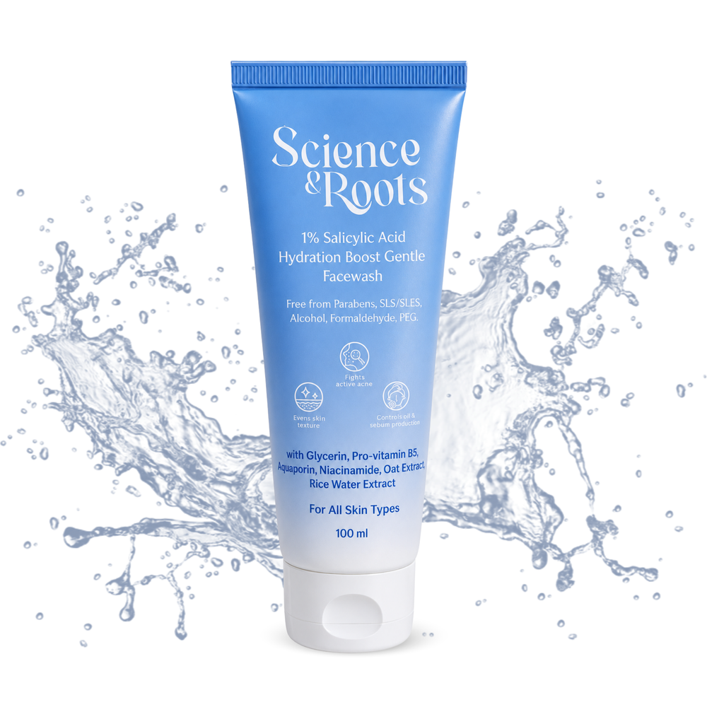 Science & Roots 1% Salicylic Acid Hydration Boost Gentle Facewash | Fights acne and reduces acne marks | Controls Oil | Suitable for sensitive skin | All skin types