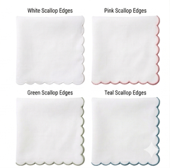 Scallop Edge Cloth Napkins –Set of 4, Reusable & Washable Table Napkins