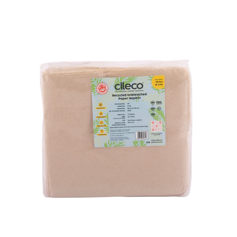 CLLECO Recycled Unbleached Paper Napkin 30 x 30 cms; 50 Pulls 2 Ply