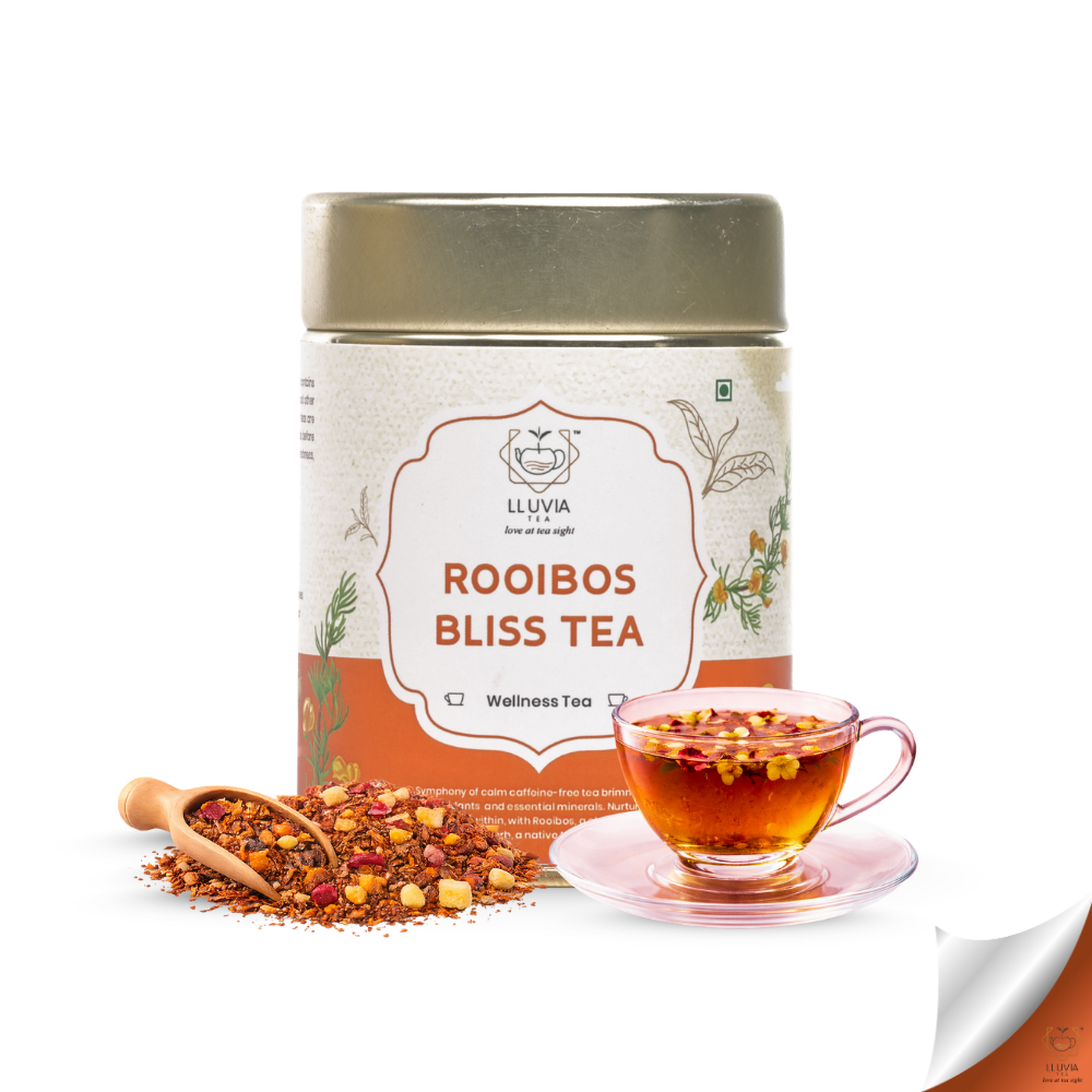 Lluvia Tea Rooibos Bliss Tea - Improves Skin Health | Digestive Support | Caffeine-Free Energy (50 gm)