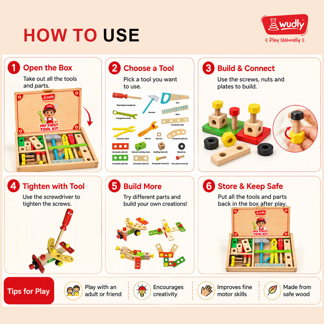Wudly Wooden My First Tool Kit