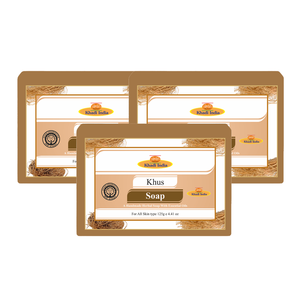 Khadi Care Herbal Khus Soap - Pack of 3 125 gm  each